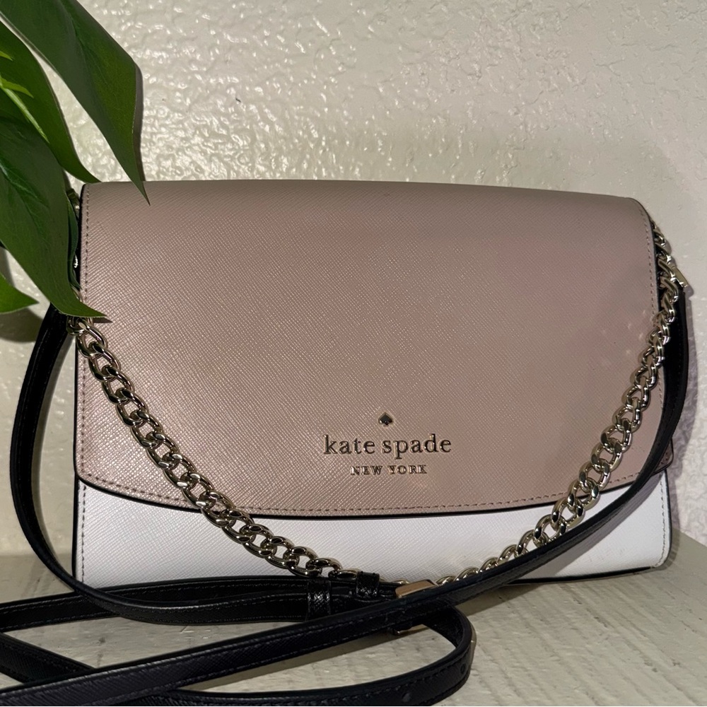 Kate Spade Carson Saffiano Leather Convertible Crossbody Warm Beige Multi Gold
